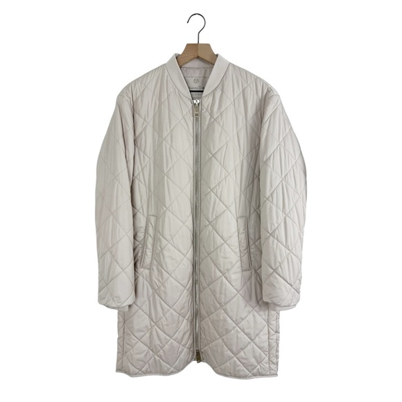 Massimo Dutti Longline Quilted Jacket Cream Sz S - Picture 2 of 14